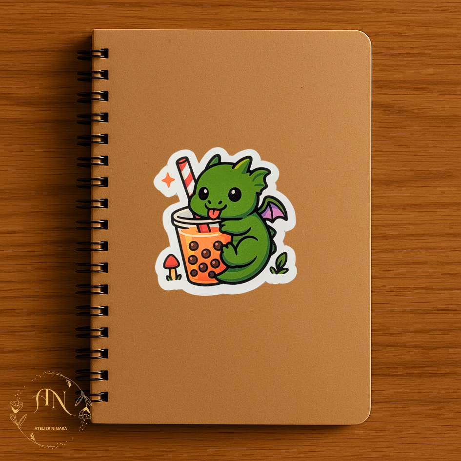 Dribble ā Baby Boba Dragon Sticker
