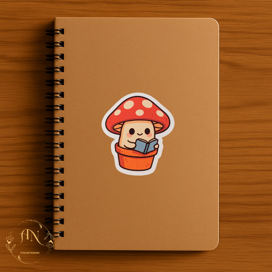 Mushroom Bookworm Sticker