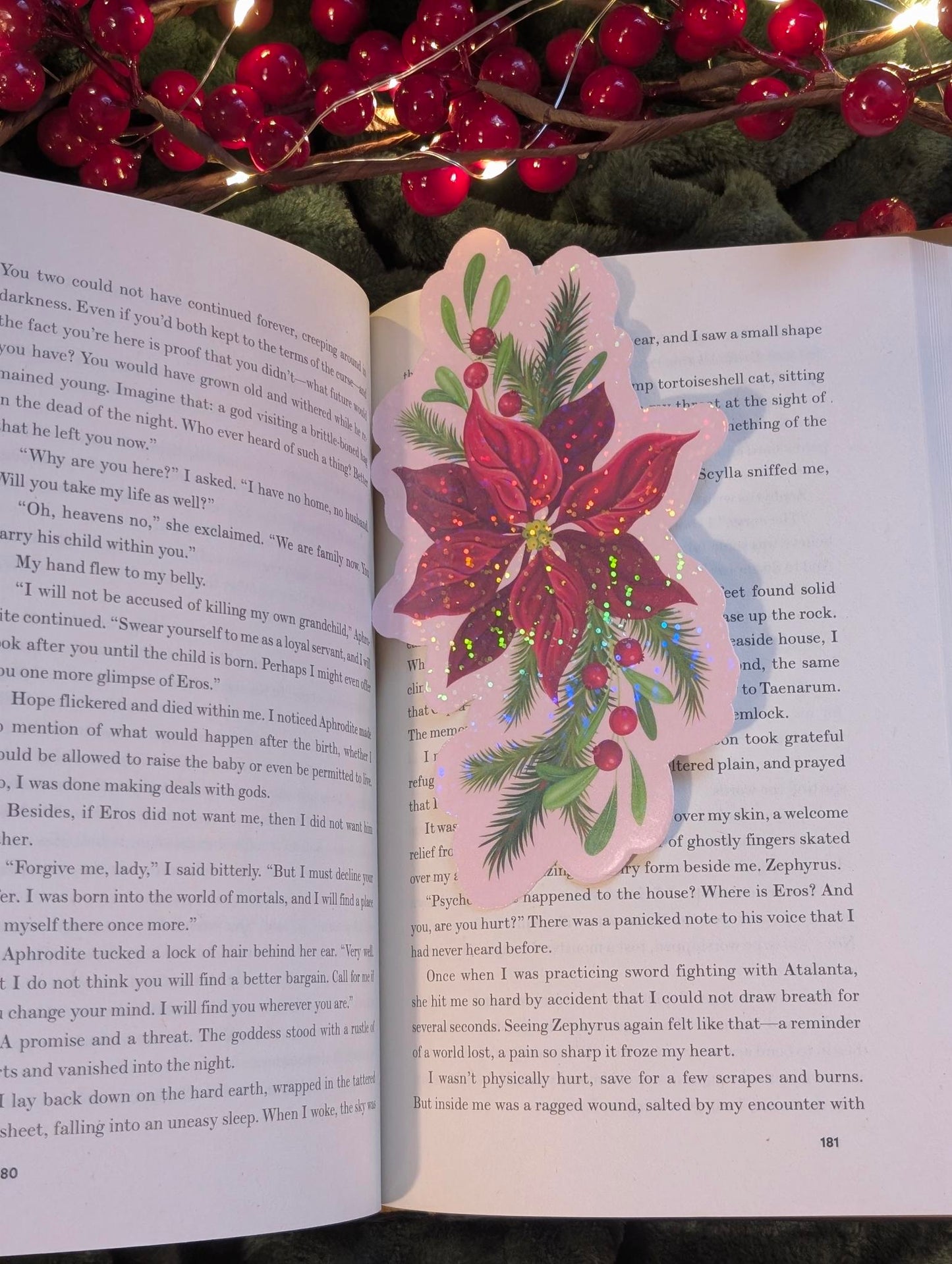 Winter Poinsettia Magic – Holographic Bookmark - Art Edition