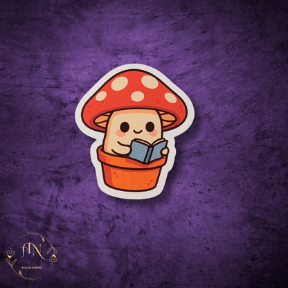 Mushroom Bookworm Sticker