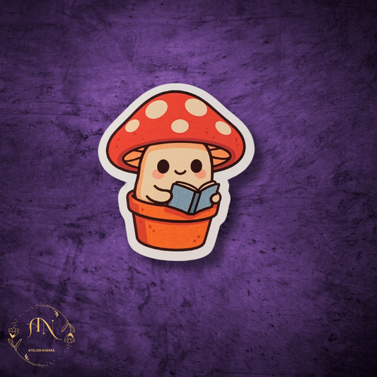 Mushroom Bookworm Sticker