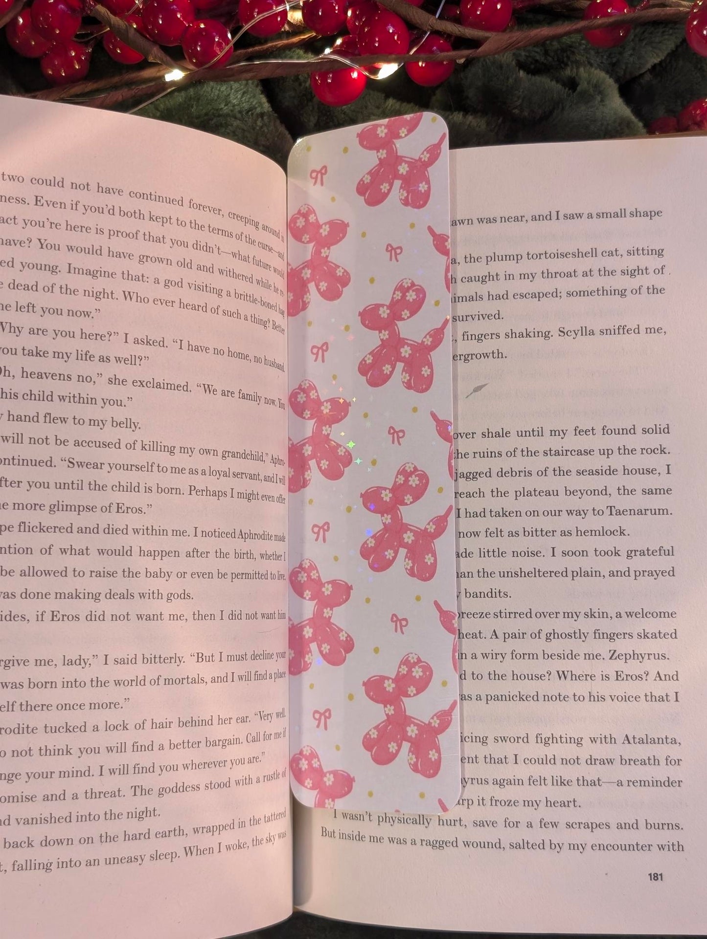 Pink Paws & Bows - Holiday Holographic Bookmark – Seasonal Edition
