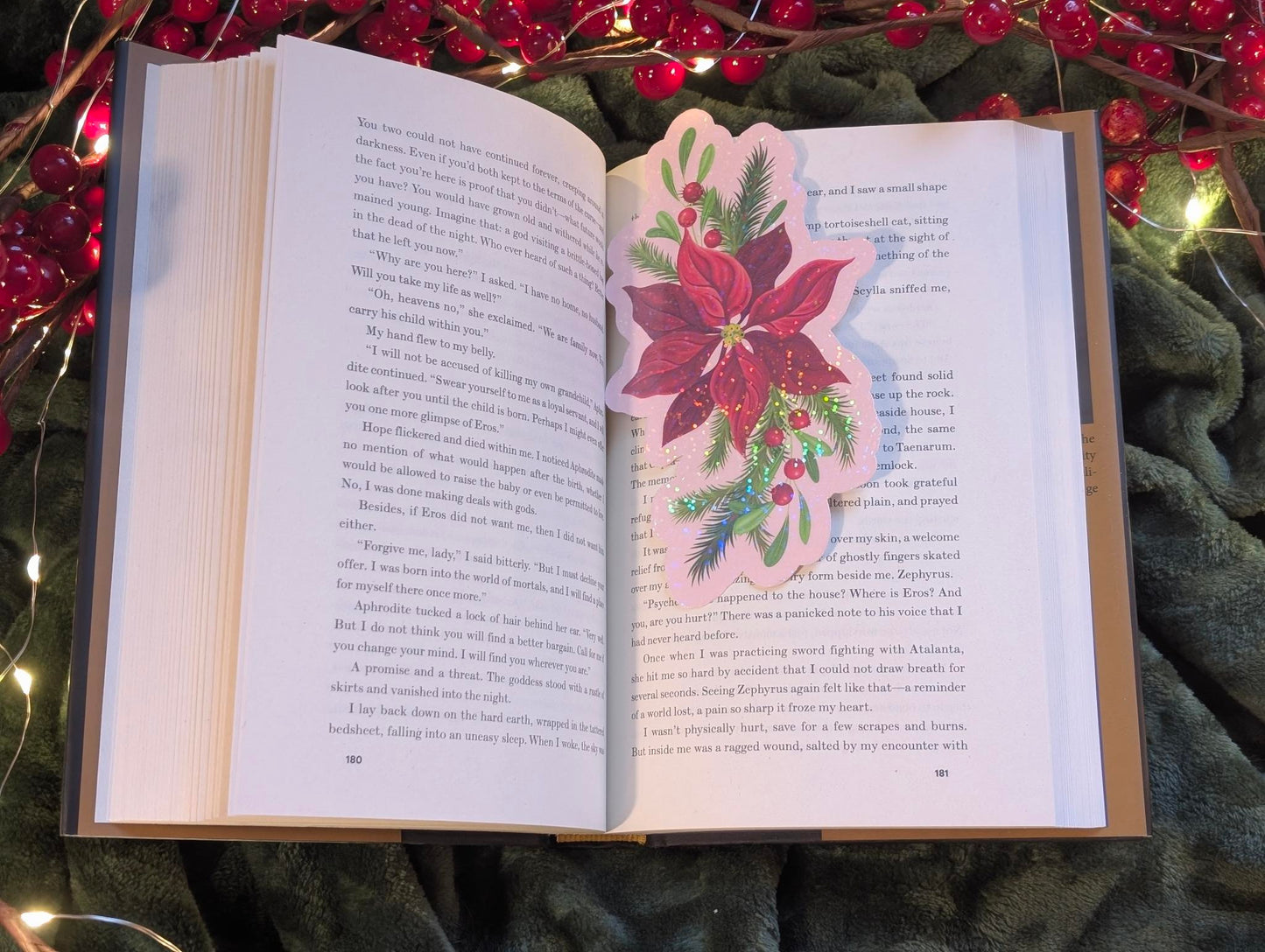 Winter Poinsettia Magic – Holographic Bookmark - Art Edition