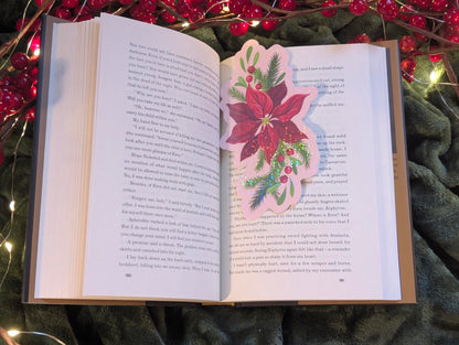 Winter Poinsettia Magic – Holographic Bookmark - Art Edition