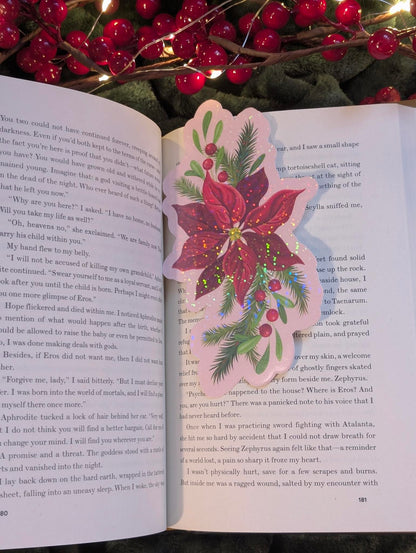Winter Poinsettia Magic – Holographic Bookmark - Art Edition
