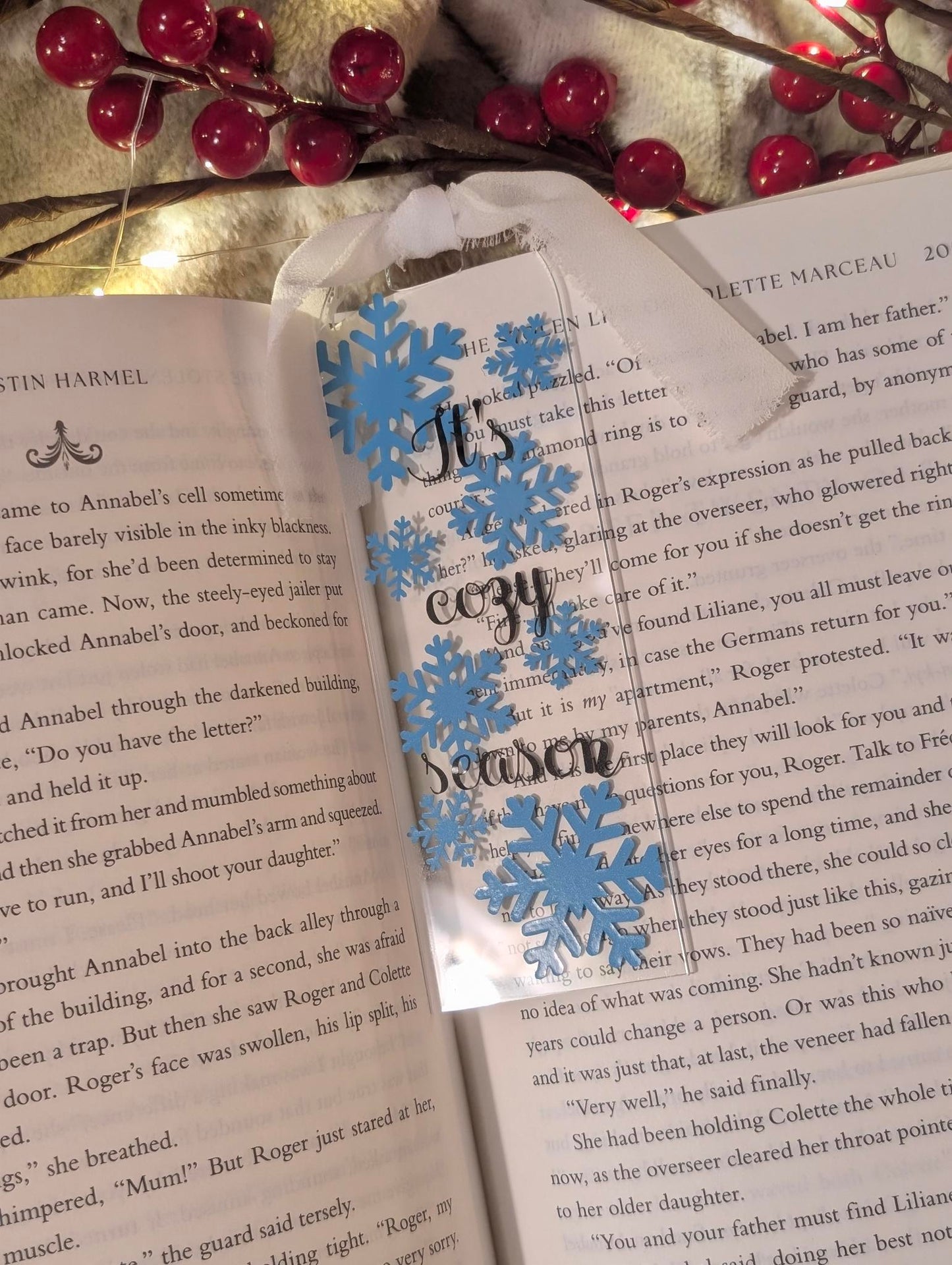 Cozy Snowfall Acrylic Bookmark